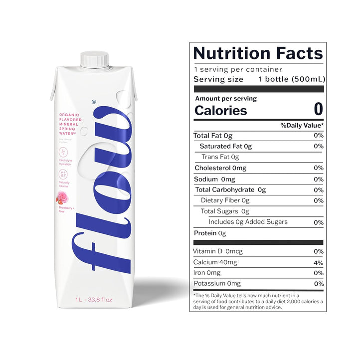 Flow 100% 天然鹼性礦泉水 - 士多啤梨玫瑰味 500ml (Strawberry + Rose)