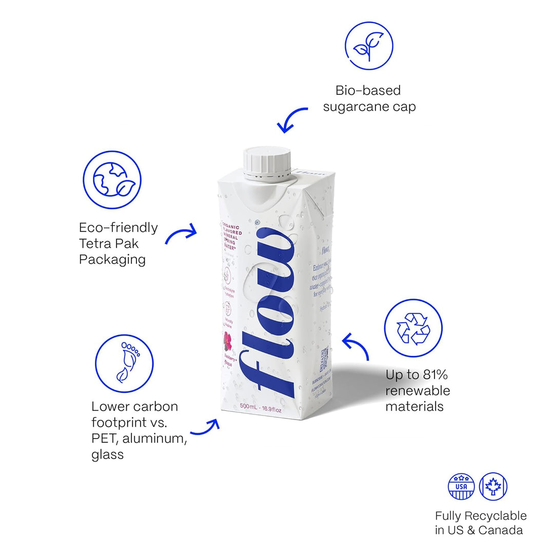 Flow 100% 天然鹼性礦泉水 - 黑莓洛神花味 500ml (Blackberry + Hibiscus)