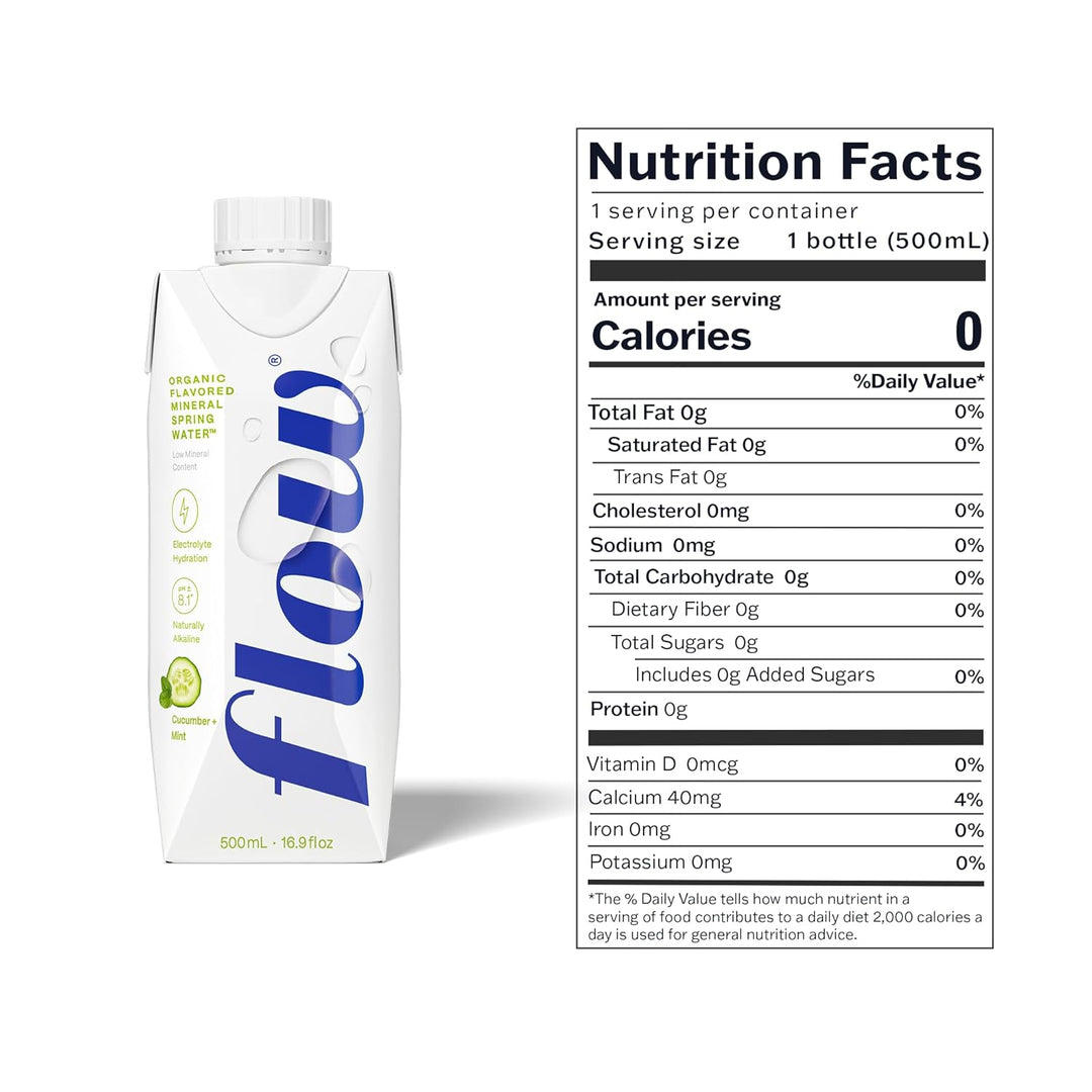 Flow 100% 天然鹼性礦泉水 - 青瓜薄荷味 500ml (Cucumber + Mint)