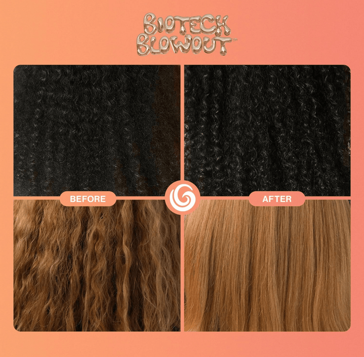 Smooth blowout results frizzy vs sleek hair 抗熱造型效果