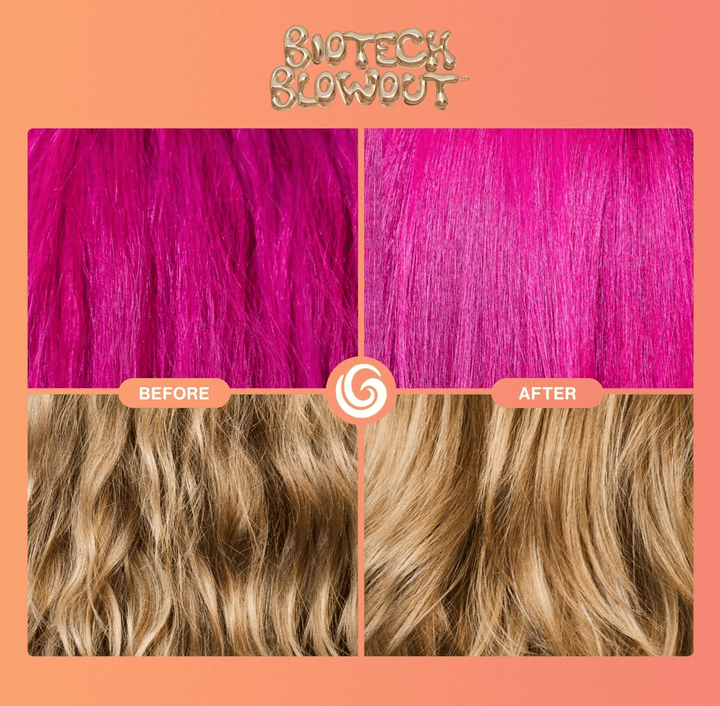Smooth blowout results frizzy vs sleek hair 抗熱造型效果
