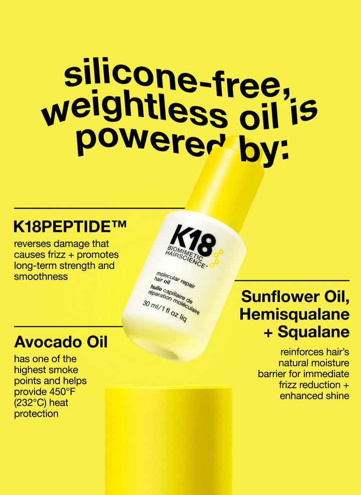 K18 Molecular Repair Hair Oil bottle anti-frizz serum - Clove Beauty