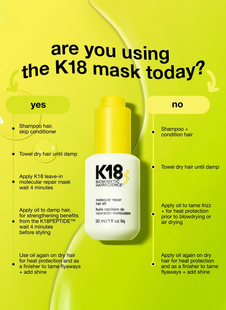 K18 Molecular Repair Hair Oil bottle anti-frizz serum - Clove Beauty