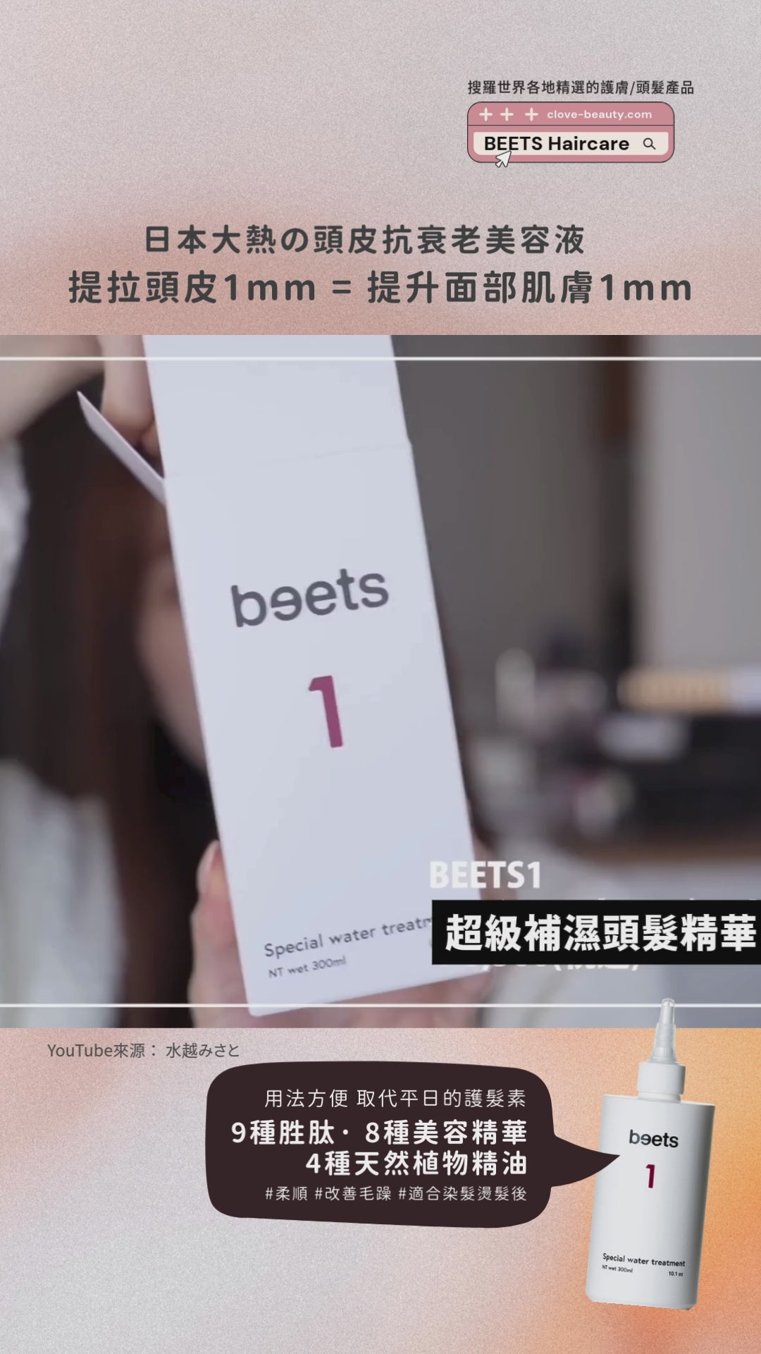 Beets No.1 水髮膜（髮質矯正水）300ml｜Water Treatment for Damaged Hair