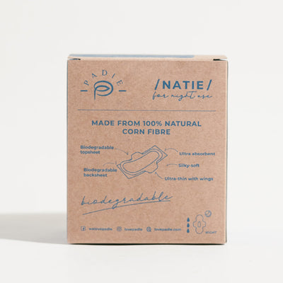 100% Biodegradable Overnight Natie 全生物降解 Natie 夜用衞生巾 29cm x 10片
