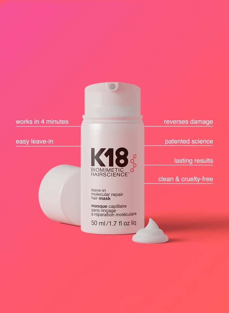 K18 Leave-in Molecular Repair Hair Mask bottle 4分鐘修復髮膜 - Clove Beauty