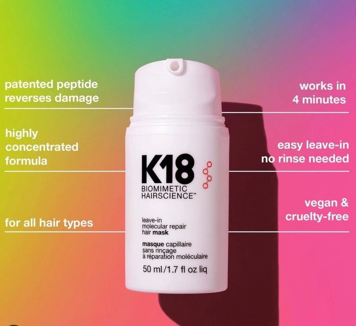 K18 Leave-in Molecular Repair Hair Mask bottle 4分鐘修復髮膜 - Clove Beauty