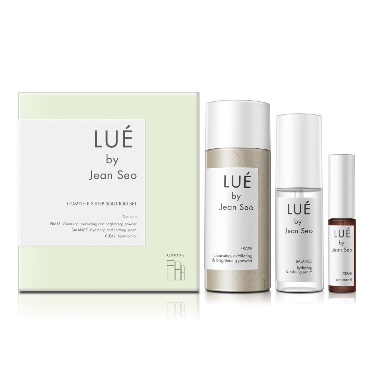 LUE Skin Solution Set 3-step acne kit box packaging - Clove Beauty
